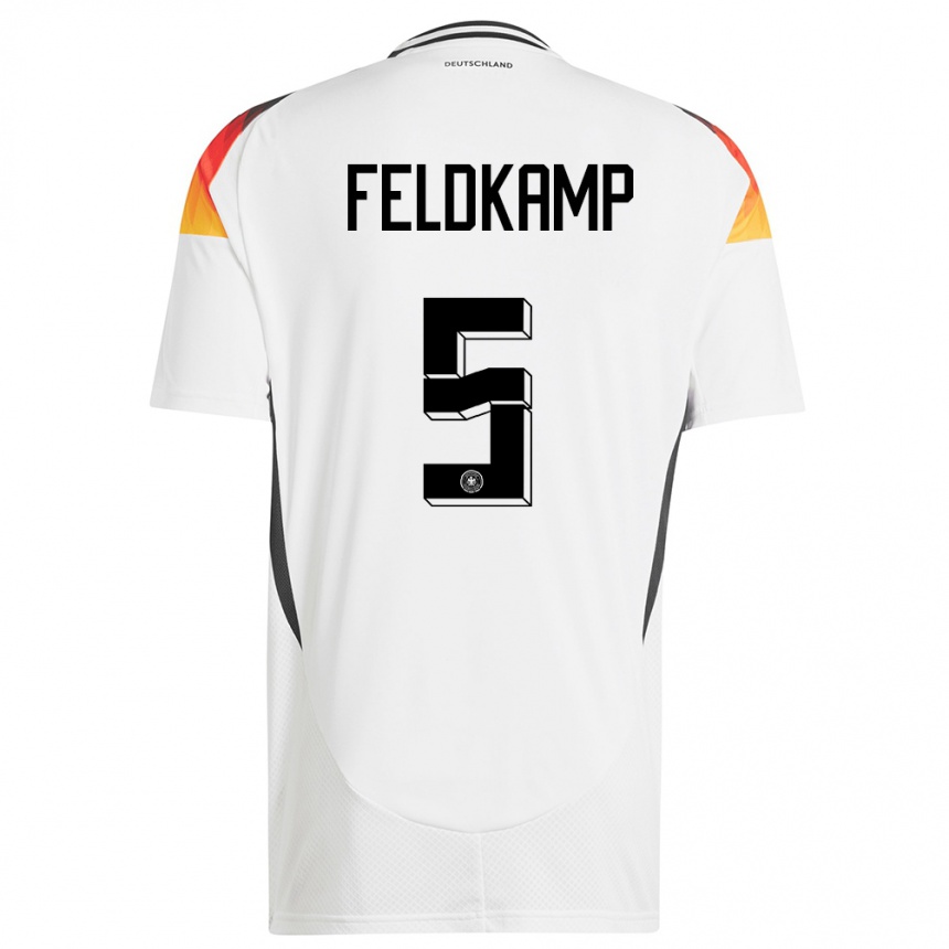 Niño Fútbol Camiseta Alemania Jana Feldkamp #5 Blanco 1ª Equipación 24-26 México