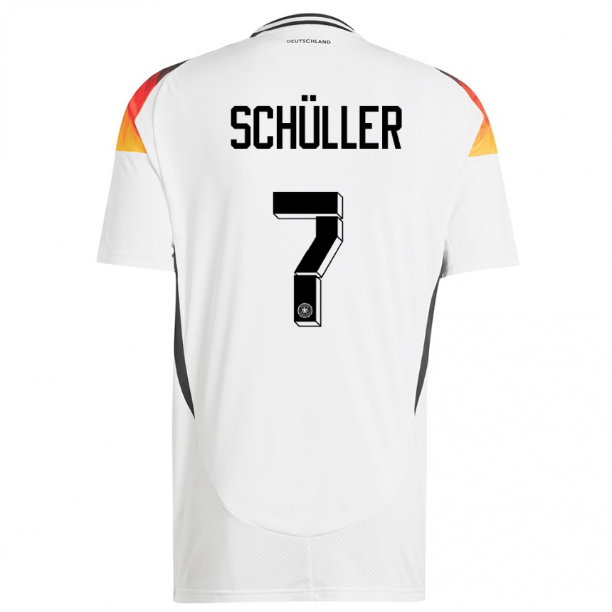 Niño Fútbol Camiseta Alemania Lea Schuller #7 Blanco 1ª Equipación 24-26 México