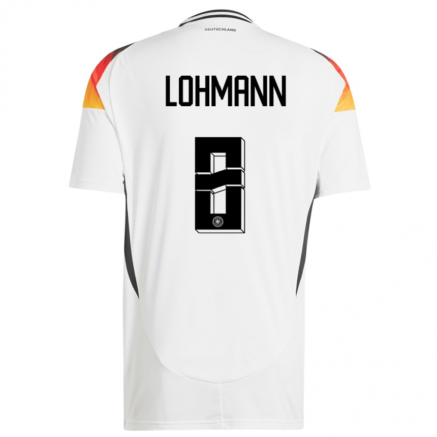 Niño Fútbol Camiseta Alemania Sydney Lohmann #8 Blanco 1ª Equipación 24-26 México