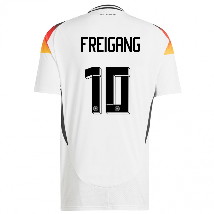 Niño Fútbol Camiseta Alemania Laura Freigang #10 Blanco 1ª Equipación 24-26 México