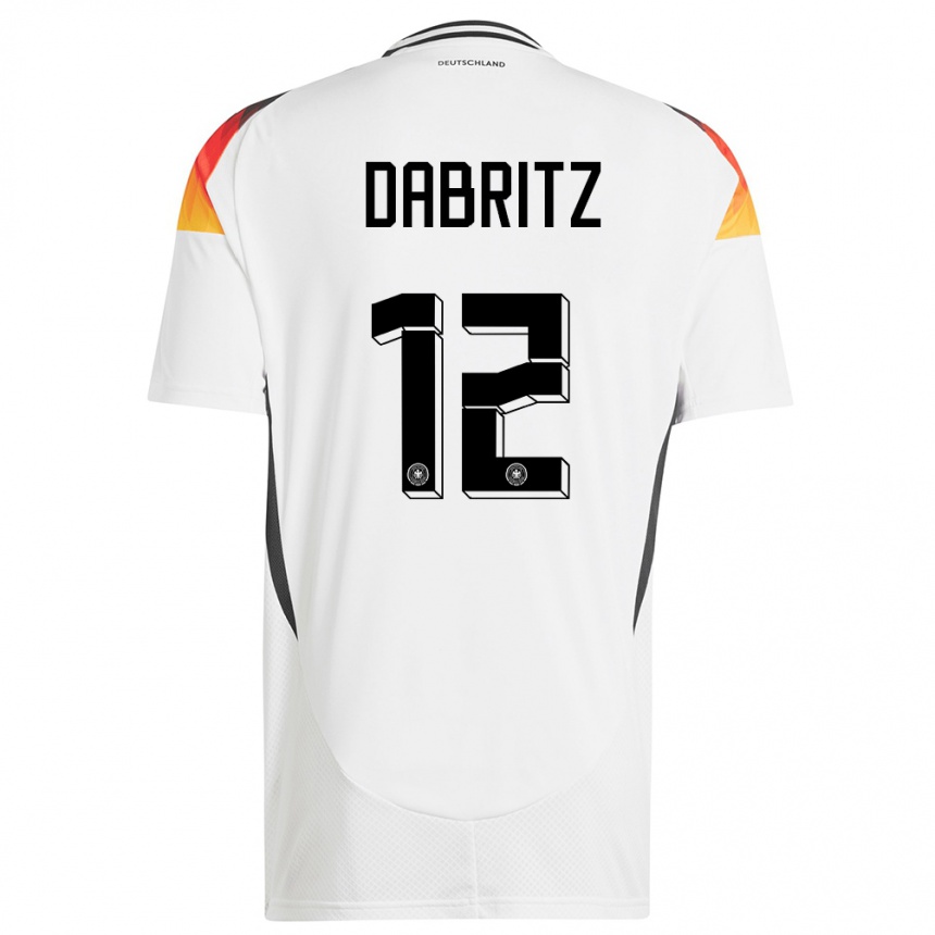 Niño Fútbol Camiseta Alemania Sara Dabritz #12 Blanco 1ª Equipación 24-26 México