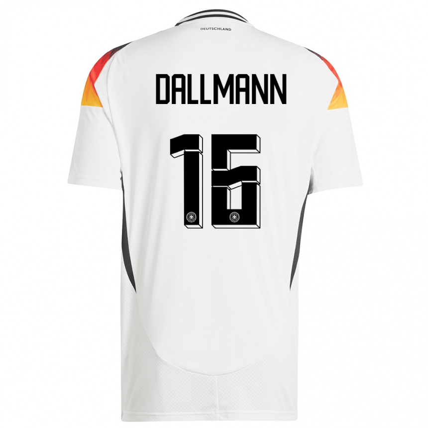 Niño Fútbol Camiseta Alemania Linda Dallmann #16 Blanco 1ª Equipación 24-26 México