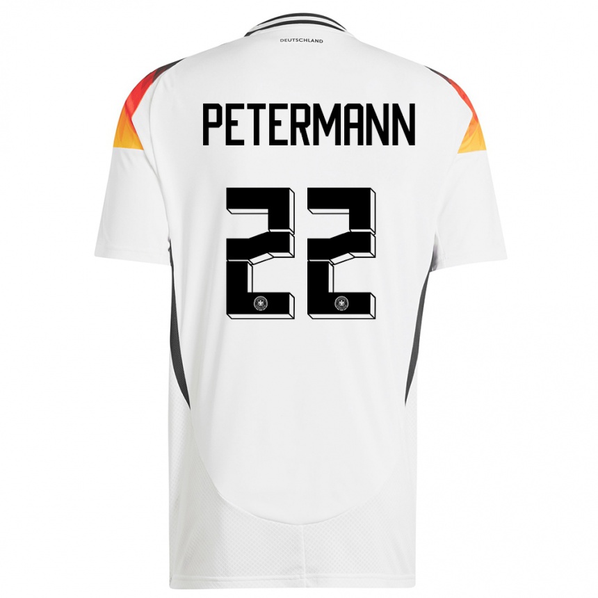 Niño Fútbol Camiseta Alemania Lena Petermann #22 Blanco 1ª Equipación 24-26 México