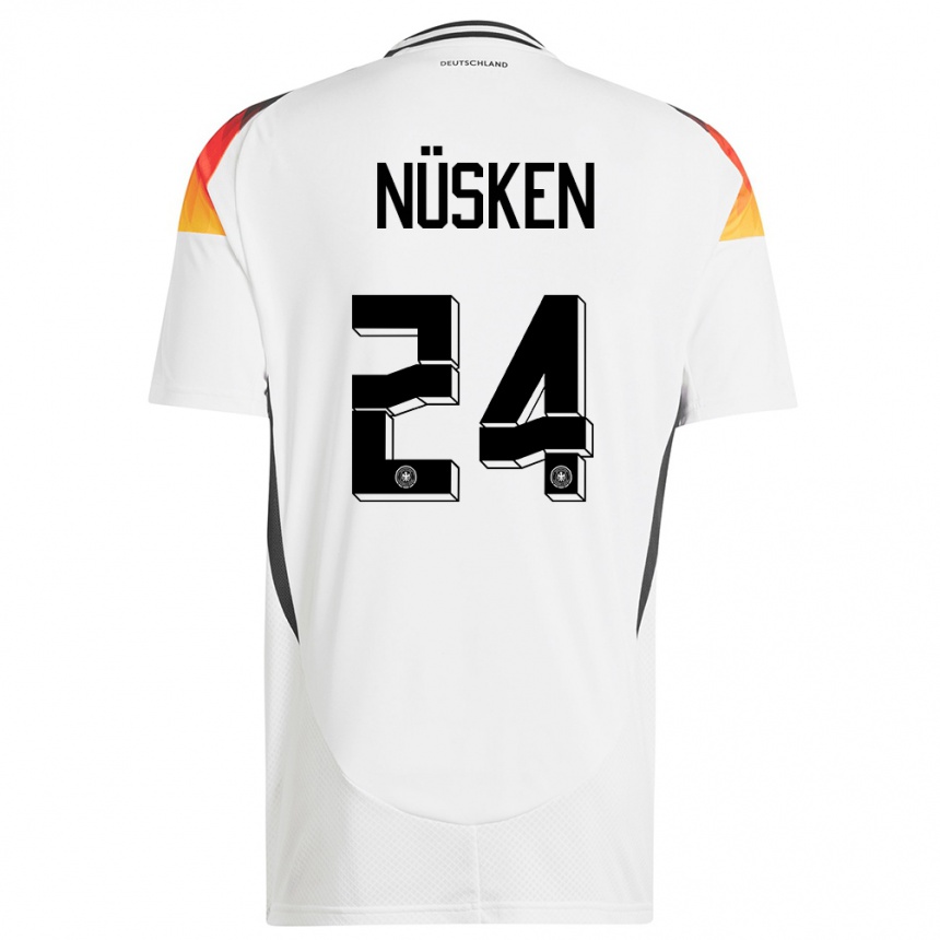 Niño Fútbol Camiseta Alemania Sjoeke Nusken #24 Blanco 1ª Equipación 24-26 México