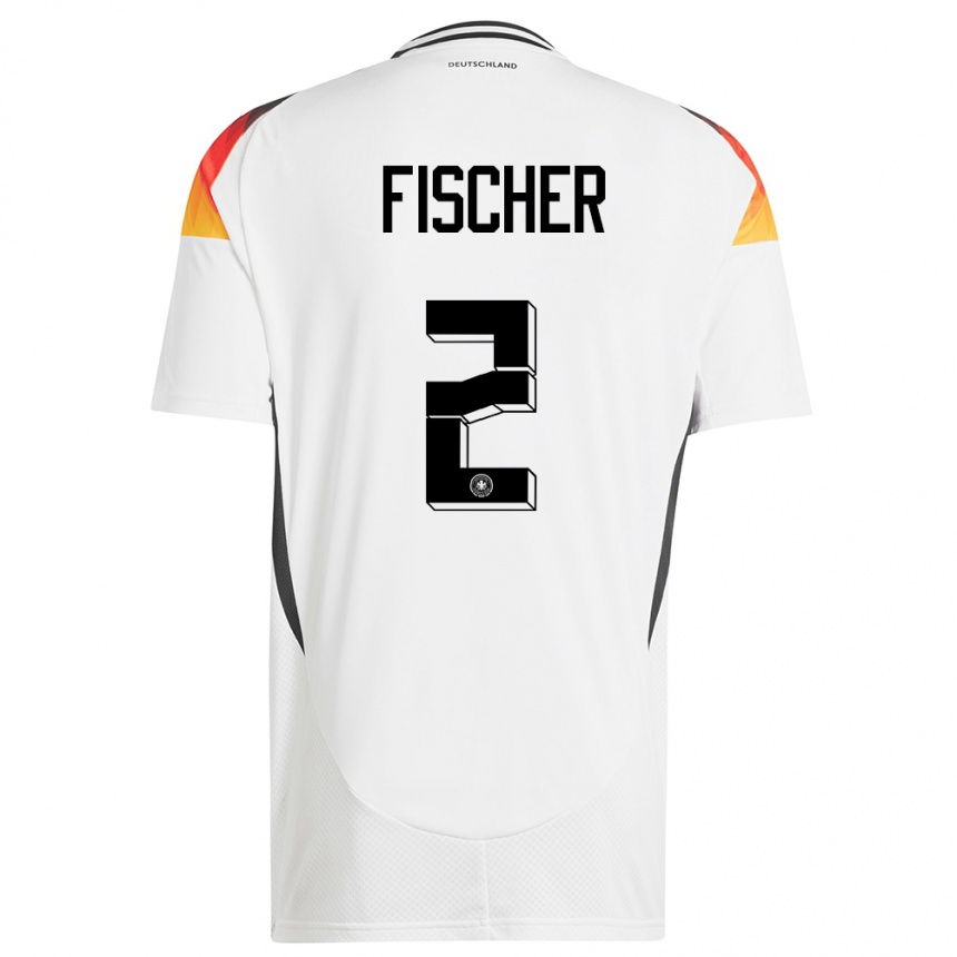 Niño Fútbol Camiseta Alemania Kilian Fischer #2 Blanco 1ª Equipación 24-26 México