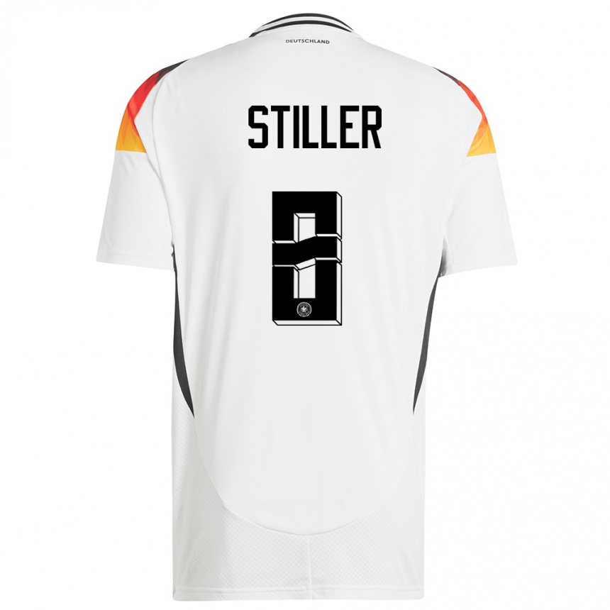 Niño Fútbol Camiseta Alemania Angelo Stiller #8 Blanco 1ª Equipación 24-26 México