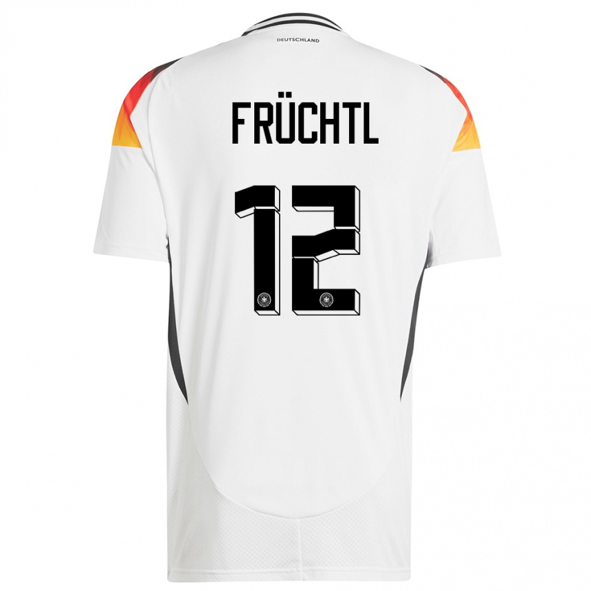 Niño Fútbol Camiseta Alemania Christian Fruchtl #12 Blanco 1ª Equipación 24-26 México