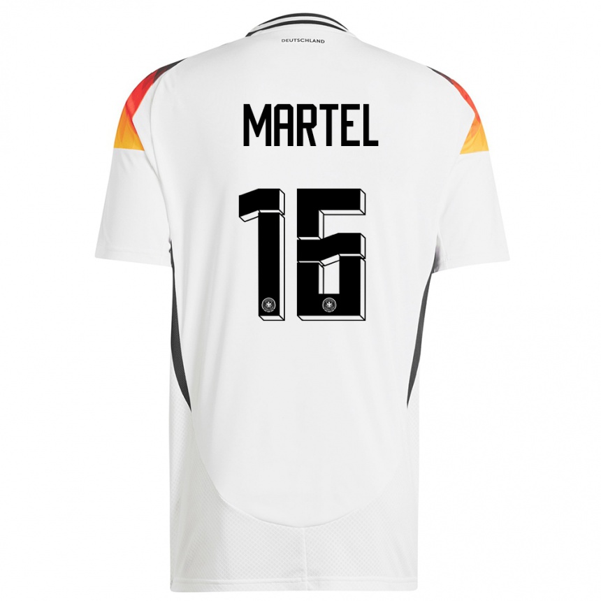 Niño Fútbol Camiseta Alemania Eric Martel #16 Blanco 1ª Equipación 24-26 México