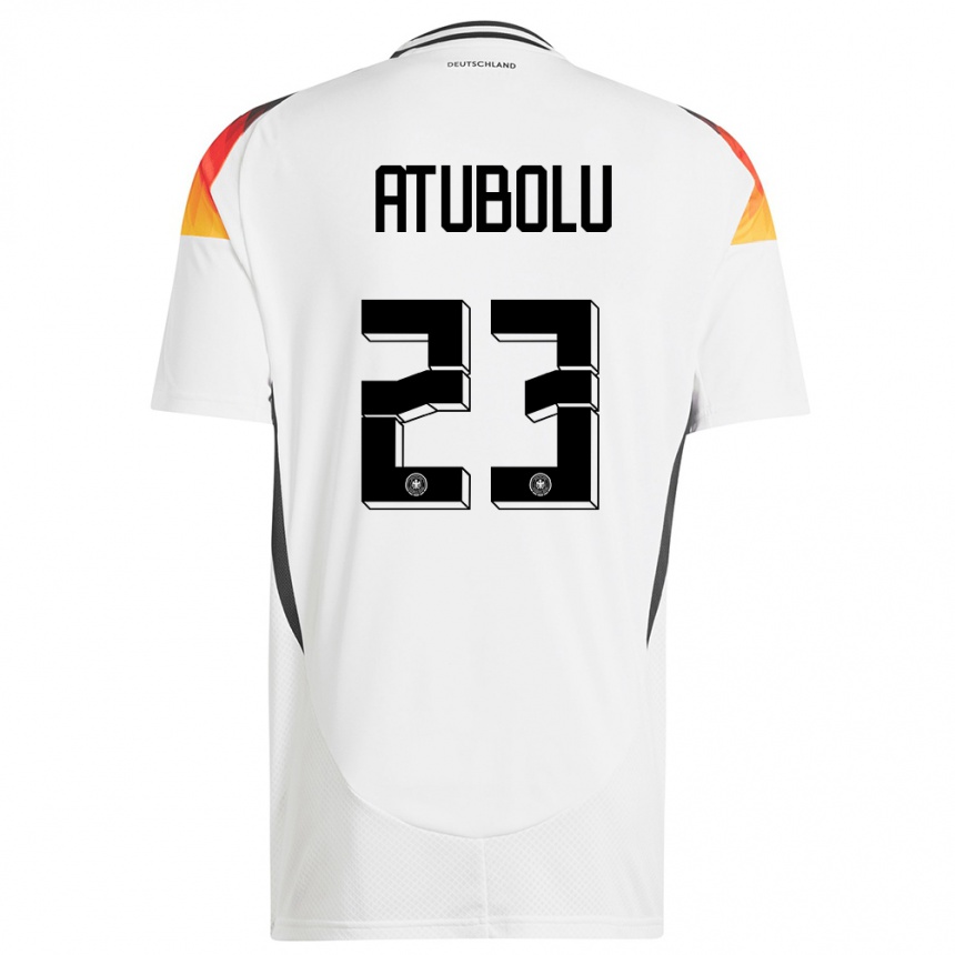 Niño Fútbol Camiseta Alemania Noah Atubolu #23 Blanco 1ª Equipación 24-26 México