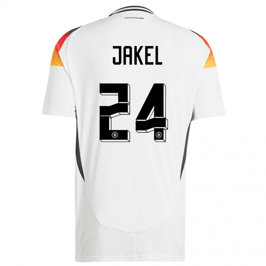 Niño Fútbol Camiseta Alemania Frederik Jakel #24 Blanco 1ª Equipación 24-26 México