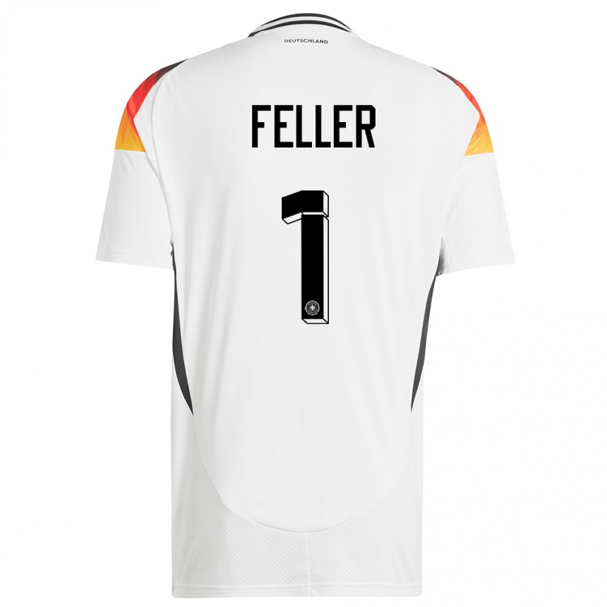 Niño Fútbol Camiseta Alemania Frank Feller #1 Blanco 1ª Equipación 24-26 México