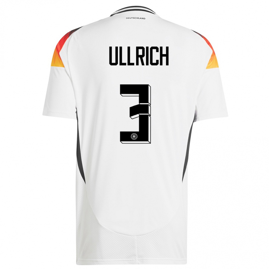 Niño Fútbol Camiseta Alemania Lukas Ullrich #3 Blanco 1ª Equipación 24-26 México