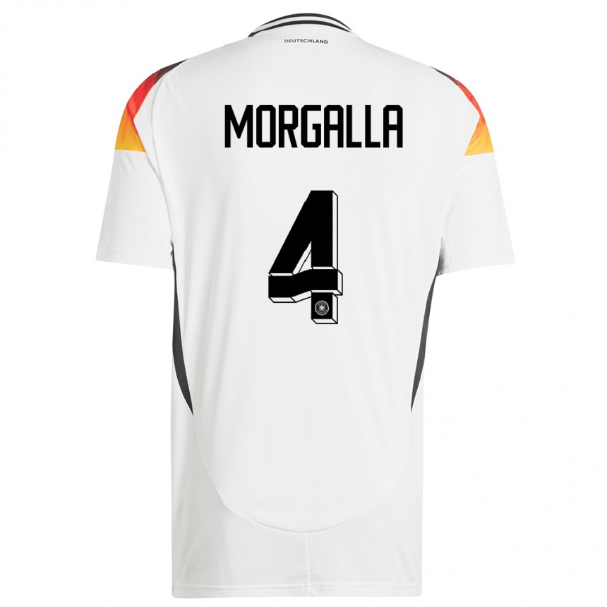 Niño Fútbol Camiseta Alemania Leandro Morgalla #4 Blanco 1ª Equipación 24-26 México