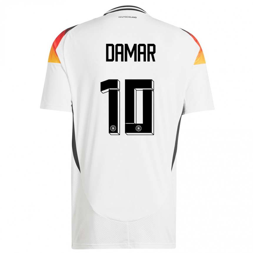 Niño Fútbol Camiseta Alemania Muhammed Damar #10 Blanco 1ª Equipación 24-26 México