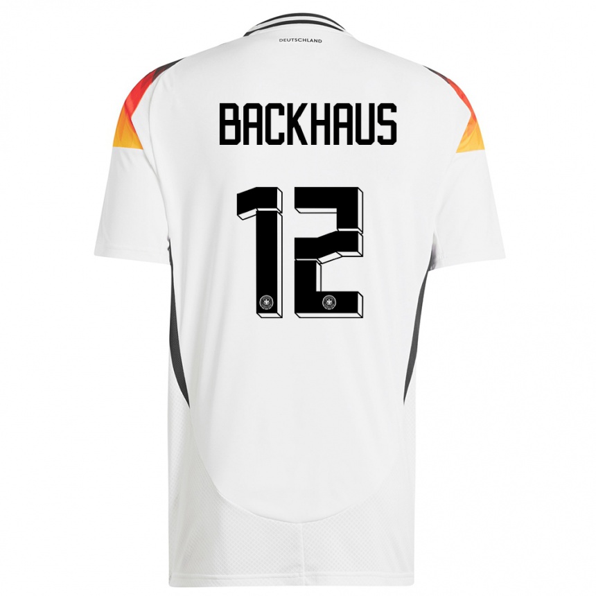 Niño Fútbol Camiseta Alemania Mio Backhaus #12 Blanco 1ª Equipación 24-26 México
