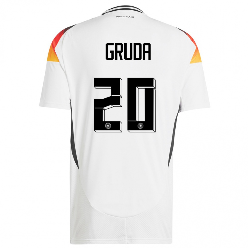 Niño Fútbol Camiseta Alemania Brajan Gruda #20 Blanco 1ª Equipación 24-26 México