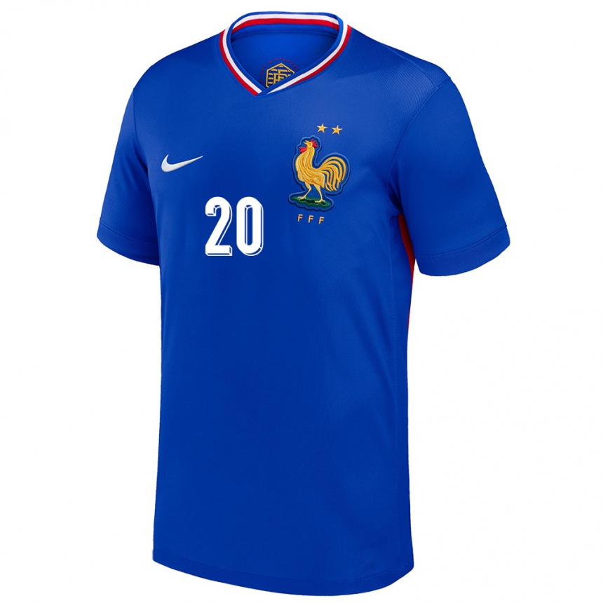 Niño Fútbol Camiseta Francia Pierre Kalulu #20 Azul 1ª Equipación 24-26 México