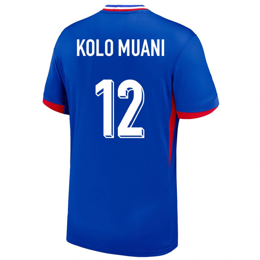 Niño Fútbol Camiseta Francia Randal Kolo Muani #12 Azul 1ª Equipación 24-26 México