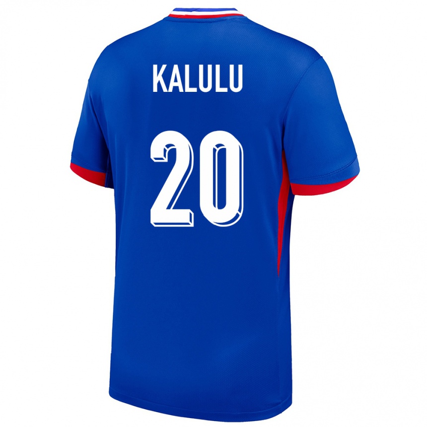 Niño Fútbol Camiseta Francia Pierre Kalulu #20 Azul 1ª Equipación 24-26 México