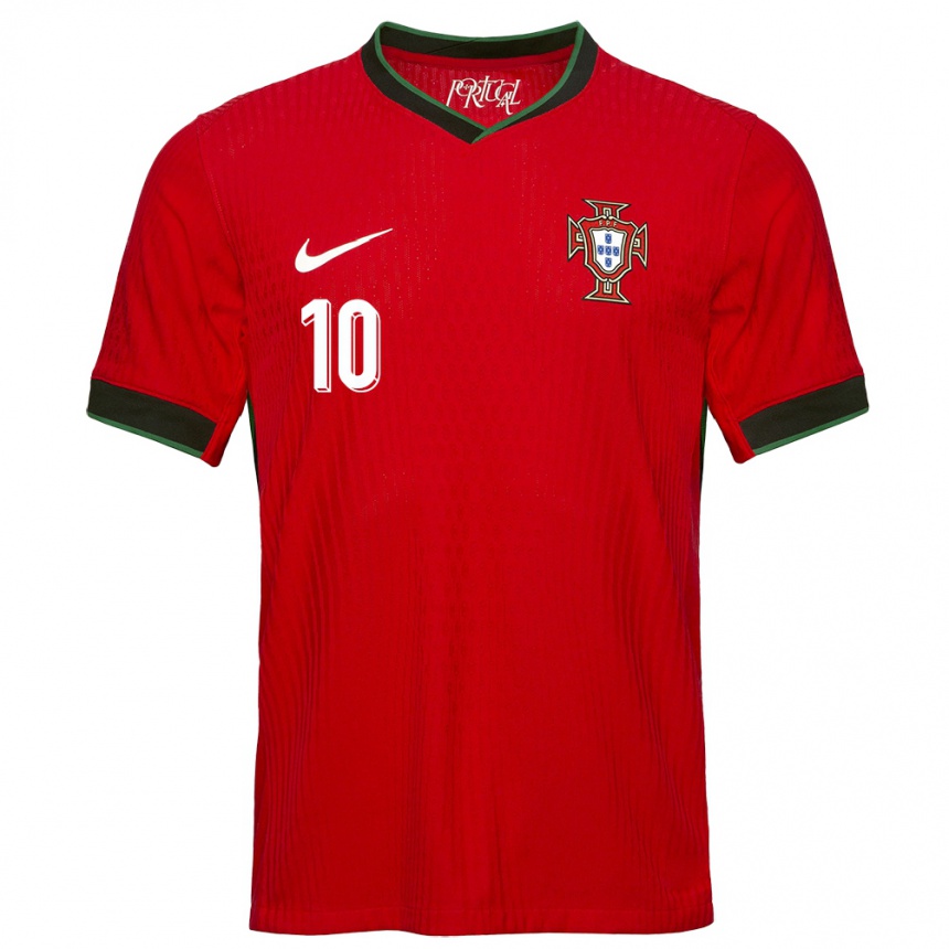 Niño Fútbol Camiseta Portugal Joao Mario #10 Rojo 1ª Equipación 24-26 México