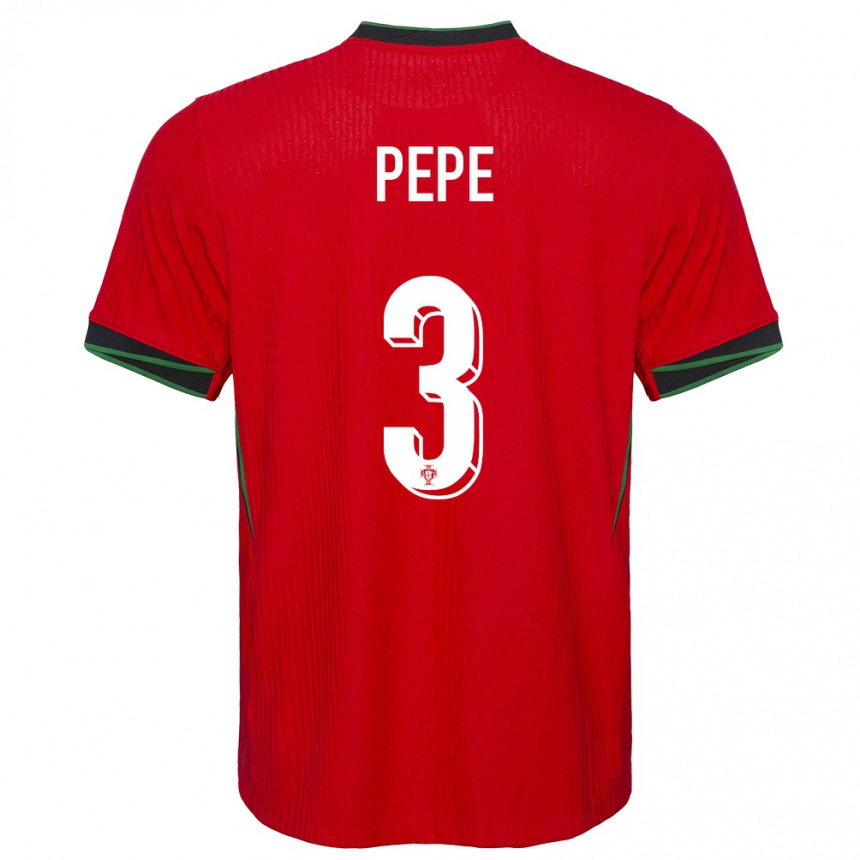 Niño Fútbol Camiseta Portugal Pepe #3 Rojo 1ª Equipación 24-26 México