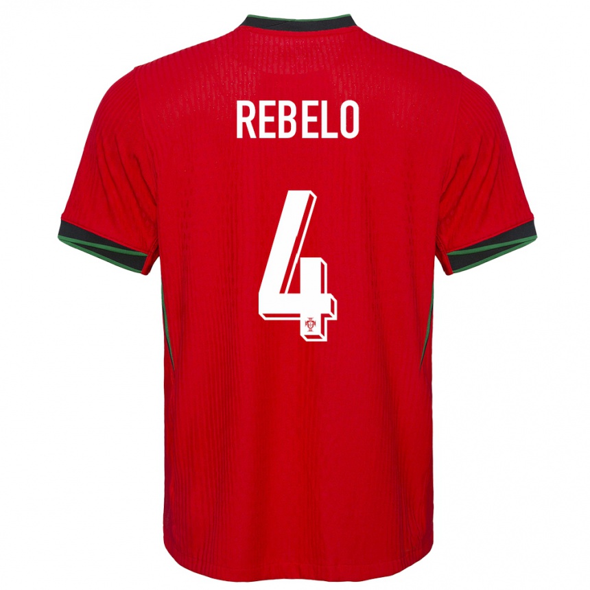 Niño Fútbol Camiseta Portugal Silvia Rebelo #4 Rojo 1ª Equipación 24-26 México