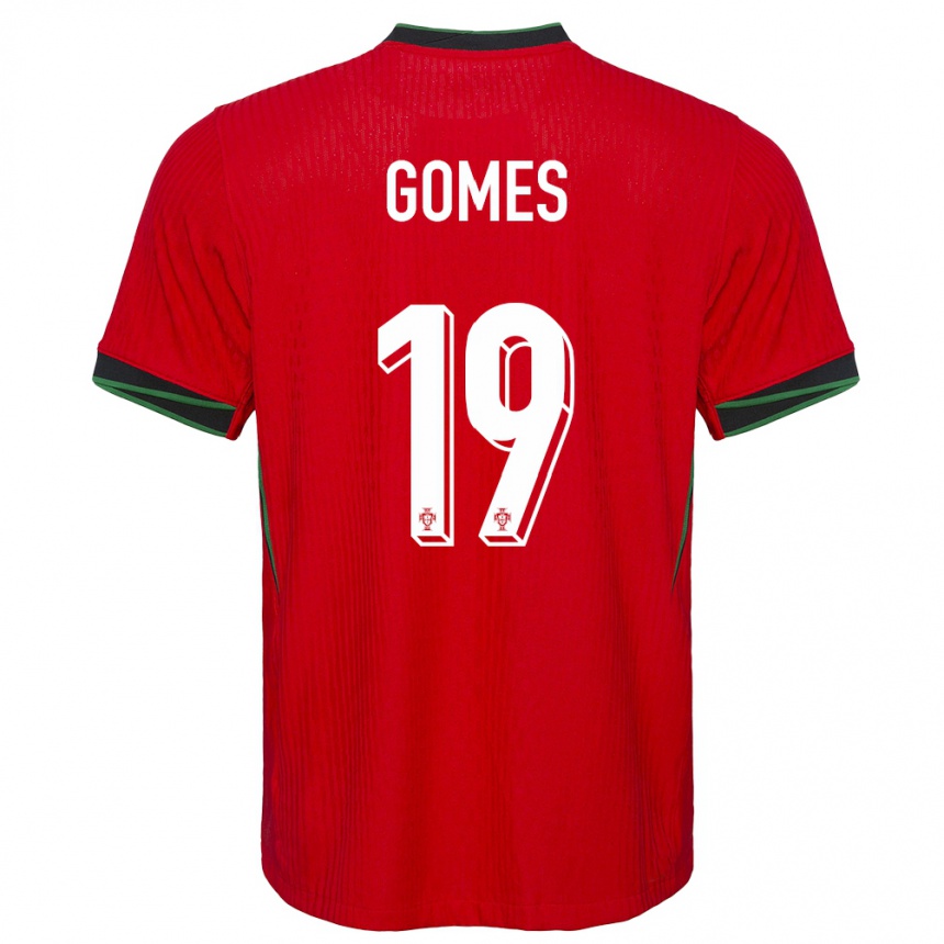 Niño Fútbol Camiseta Portugal Diana Gomes #19 Rojo 1ª Equipación 24-26 México