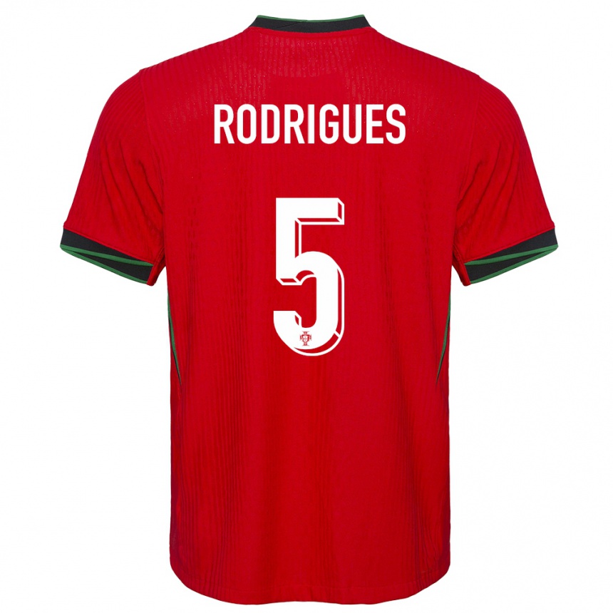Niño Fútbol Camiseta Portugal Rafael Rodrigues #5 Rojo 1ª Equipación 24-26 México