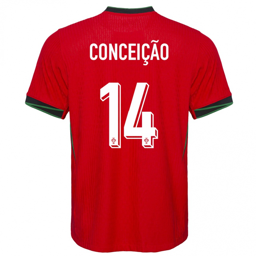 Niño Fútbol Camiseta Portugal Rodrigo Conceicao #14 Rojo 1ª Equipación 24-26 México