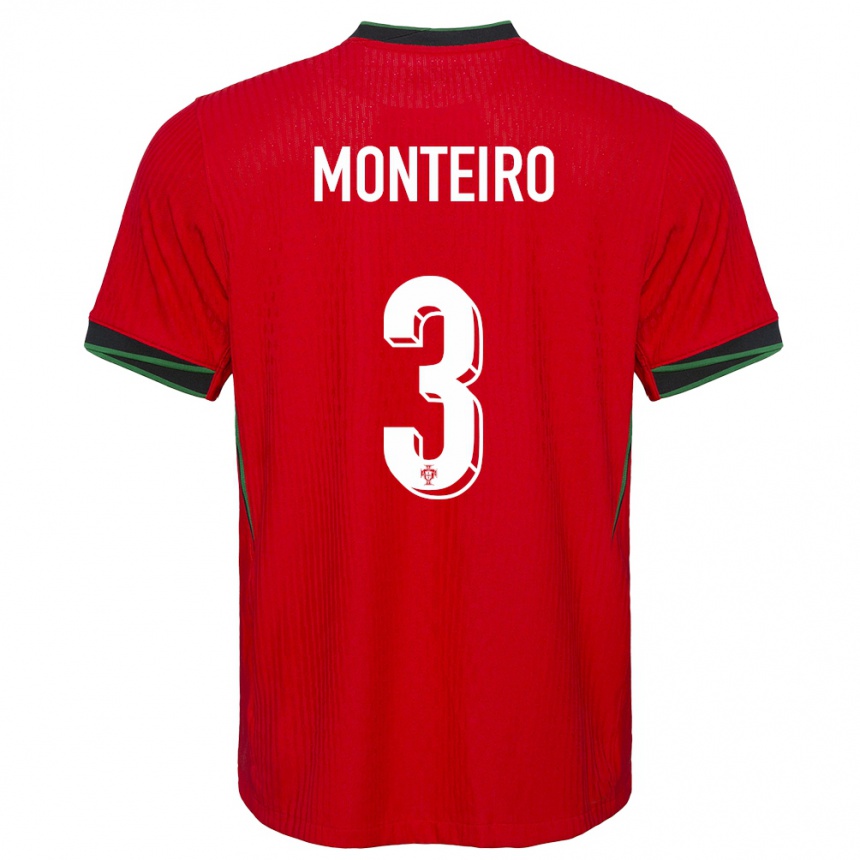 Niño Fútbol Camiseta Portugal Diogo Monteiro #3 Rojo 1ª Equipación 24-26 México