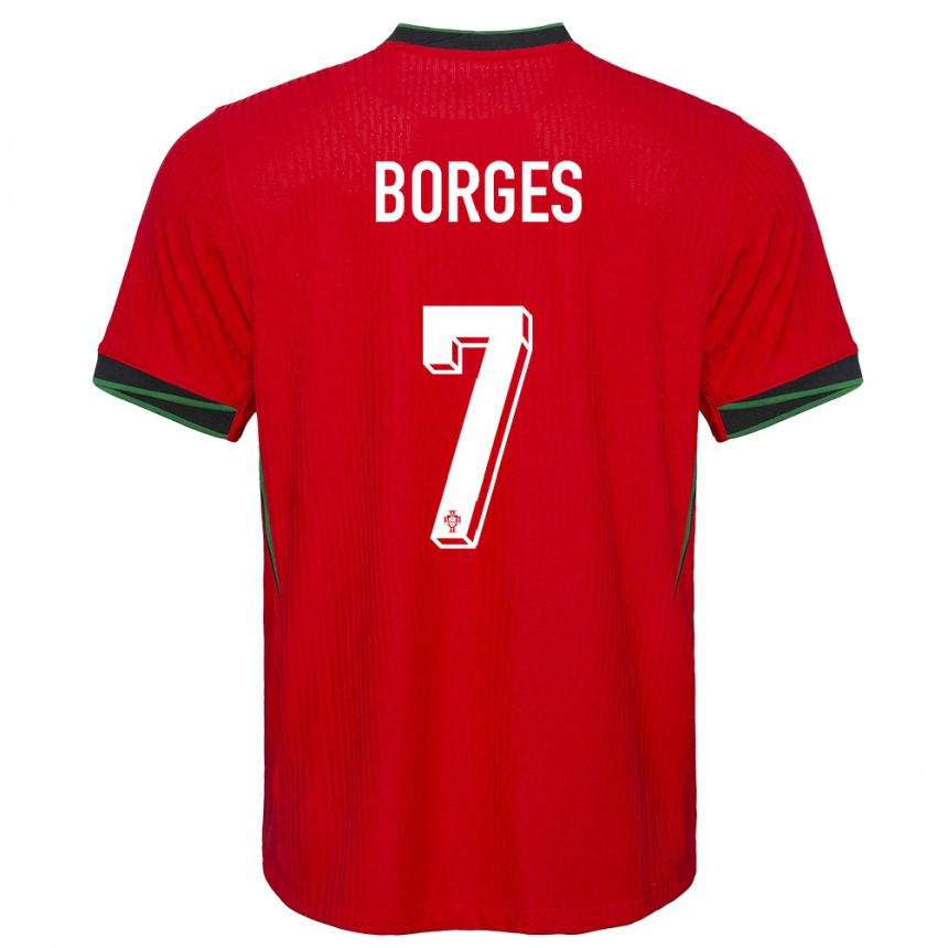 Niño Fútbol Camiseta Portugal Carlos Borges #7 Rojo 1ª Equipación 24-26 México