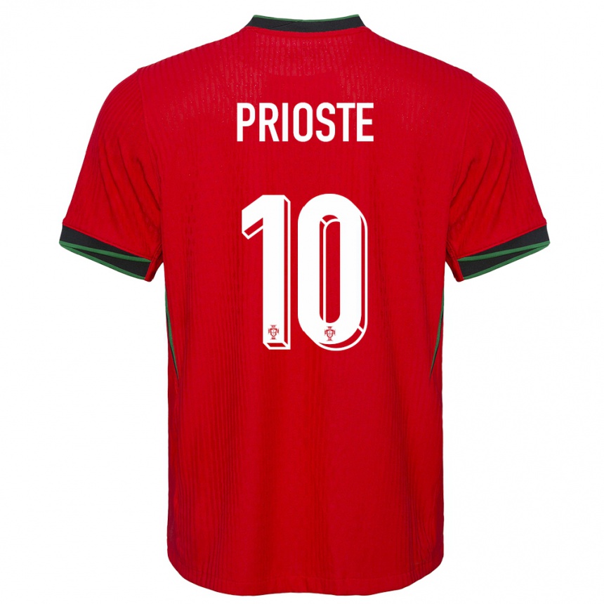 Niño Fútbol Camiseta Portugal Diogo Prioste #10 Rojo 1ª Equipación 24-26 México