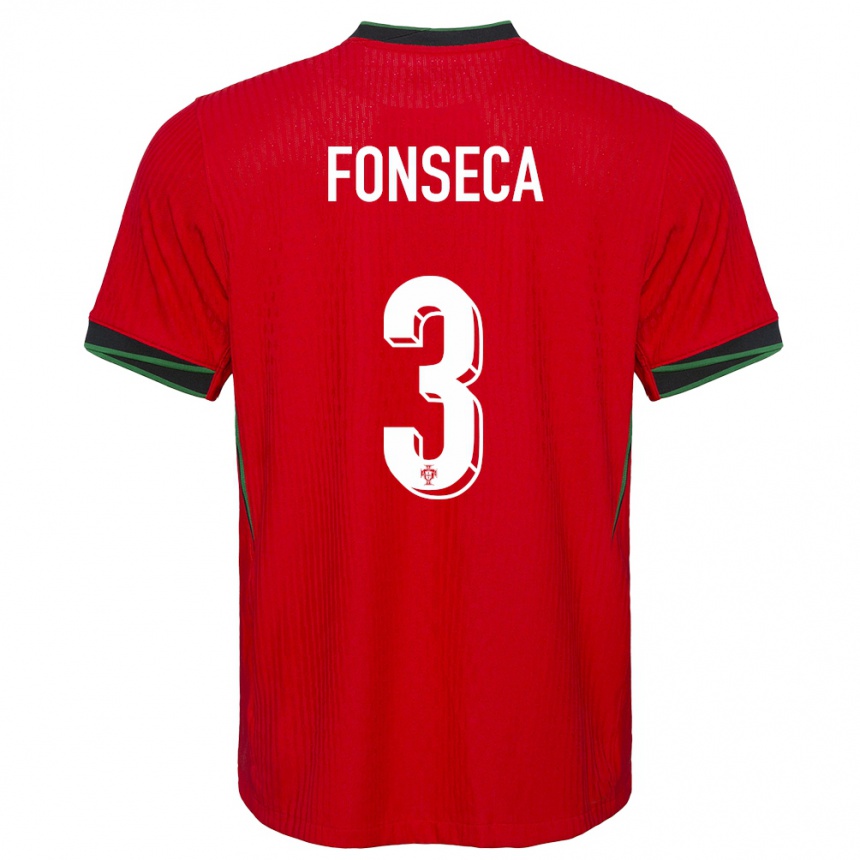 Niño Fútbol Camiseta Portugal Joao Fonseca #3 Rojo 1ª Equipación 24-26 México