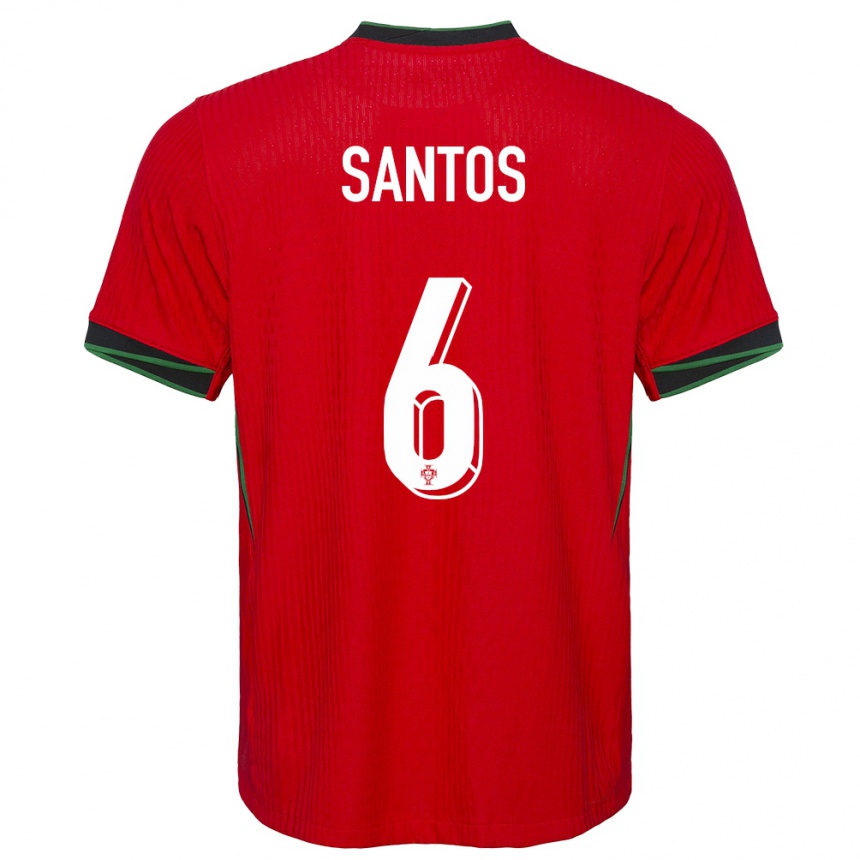 Niño Fútbol Camiseta Portugal Vasco Santos #6 Rojo 1ª Equipación 24-26 México