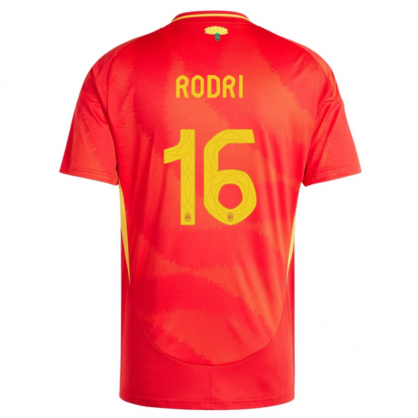 Niño Fútbol Camiseta España Rodri #16 Rojo 1ª Equipación 24-26 México