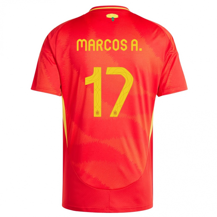 Niño Fútbol Camiseta España Marcos Alonso #17 Rojo 1ª Equipación 24-26 México