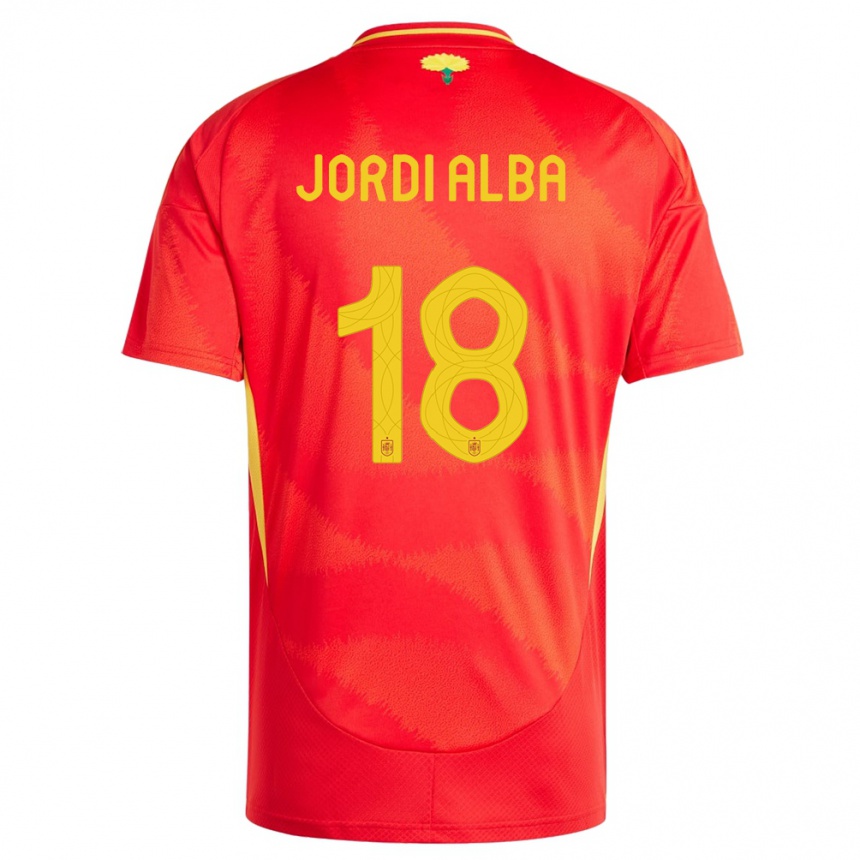 Niño Fútbol Camiseta España Jordi Alba #18 Rojo 1ª Equipación 24-26 México