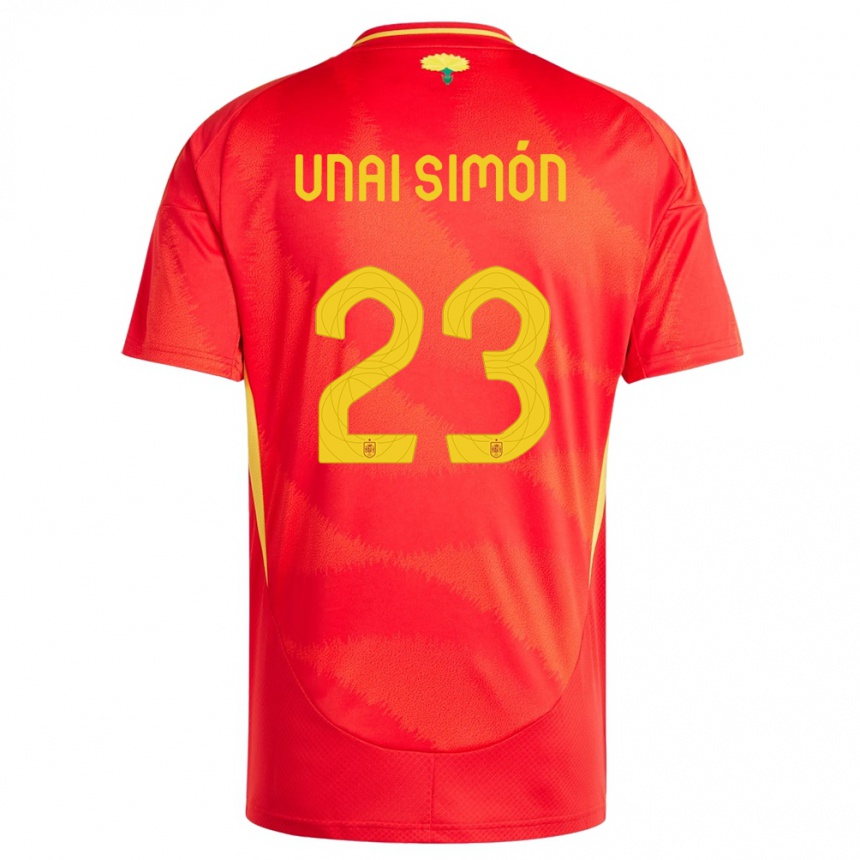 Niño Fútbol Camiseta España Unai Simon #23 Rojo 1ª Equipación 24-26 México