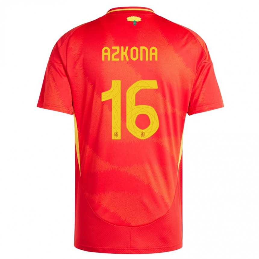 Niño Fútbol Camiseta España Ane Azkona #16 Rojo 1ª Equipación 24-26 México