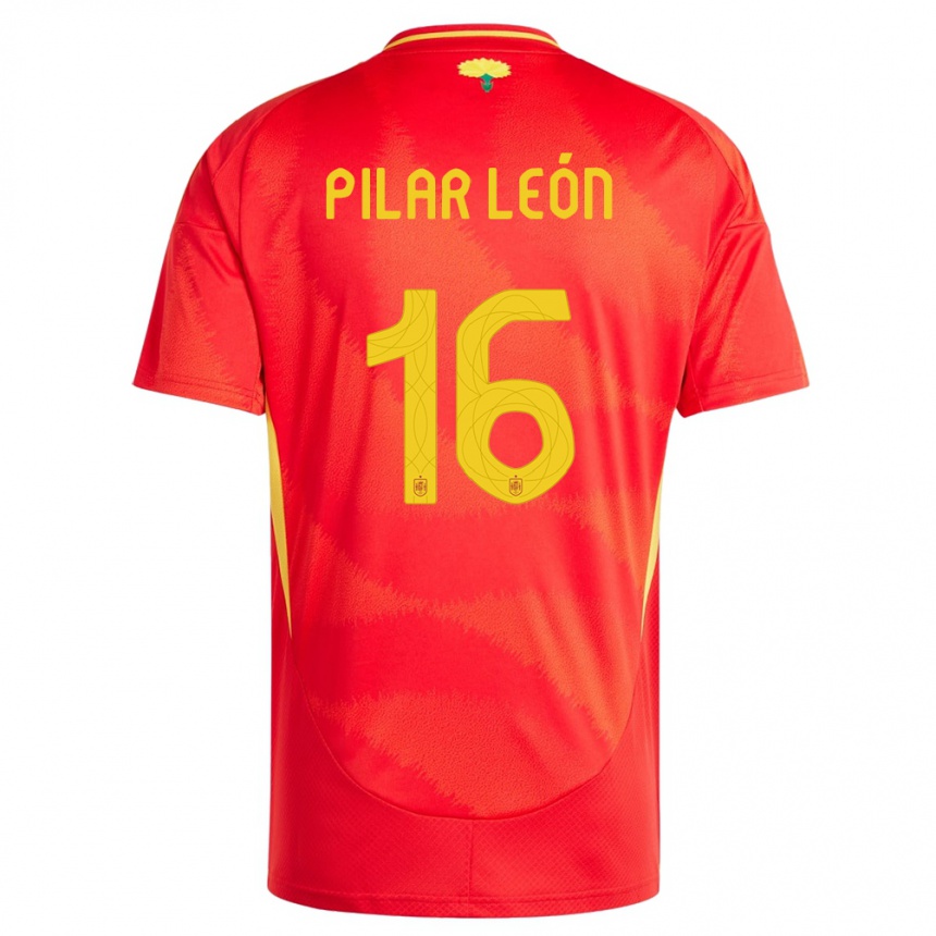 Niño Fútbol Camiseta España Maria Pilar Leon #16 Rojo 1ª Equipación 24-26 México