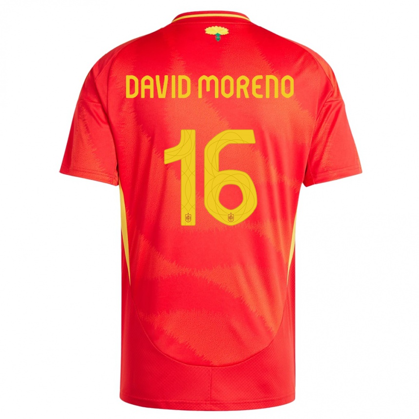 Niño Fútbol Camiseta España Antonio David Moreno #16 Rojo 1ª Equipación 24-26 México