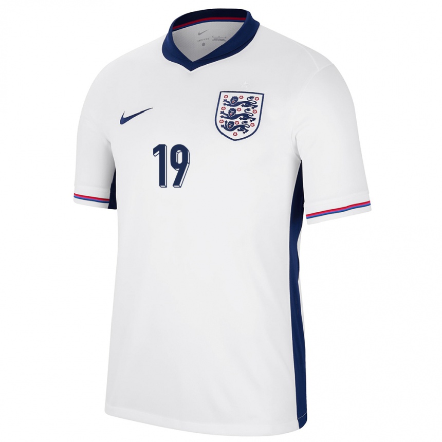 Niño Fútbol Camiseta Inglaterra Mason Mount #19 Blanco 1ª Equipación 24-26 México