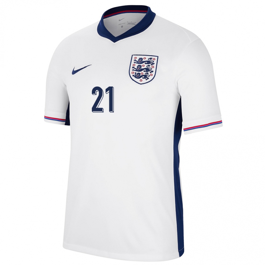 Niño Fútbol Camiseta Inglaterra Zak Sturge #21 Blanco 1ª Equipación 24-26 México