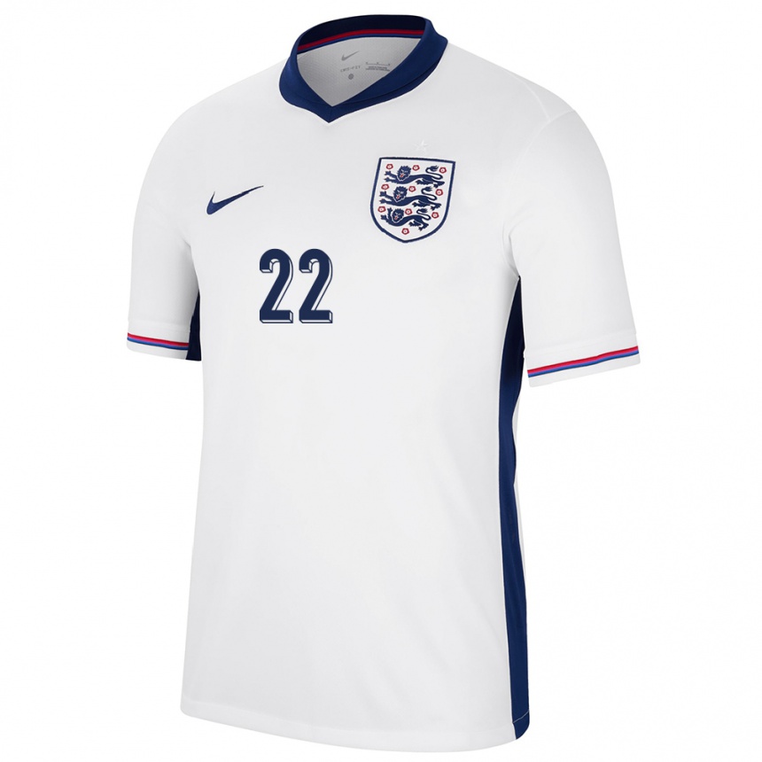 Niño Fútbol Camiseta Inglaterra Lauren James #22 Blanco 1ª Equipación 24-26 México