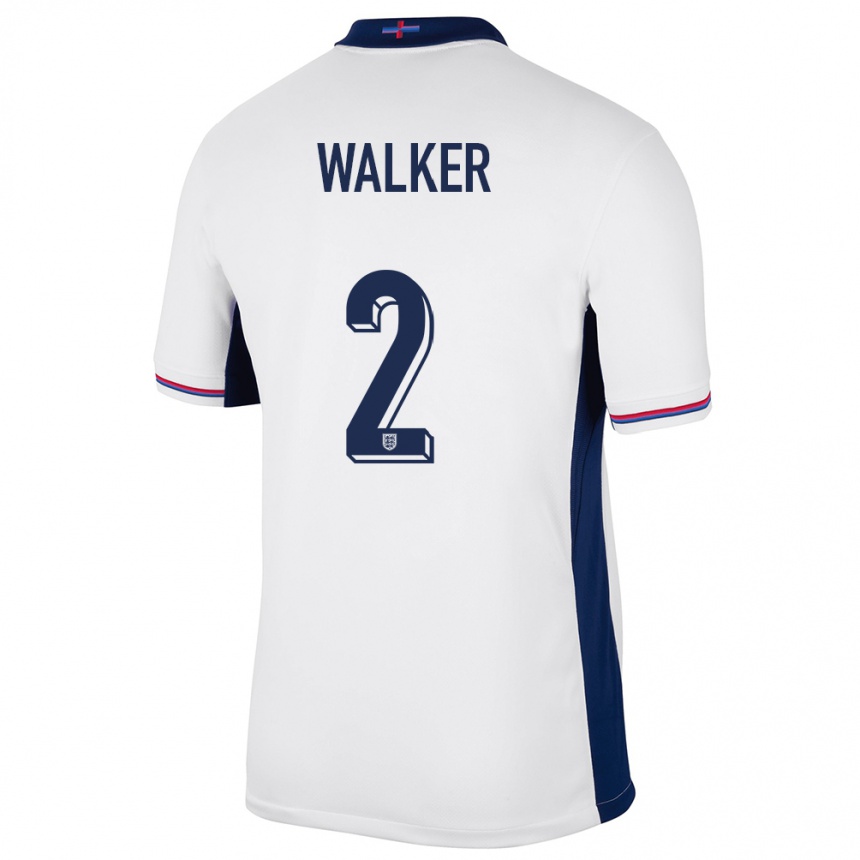 Niño Fútbol Camiseta Inglaterra Kyle Walker #2 Blanco 1ª Equipación 24-26 México