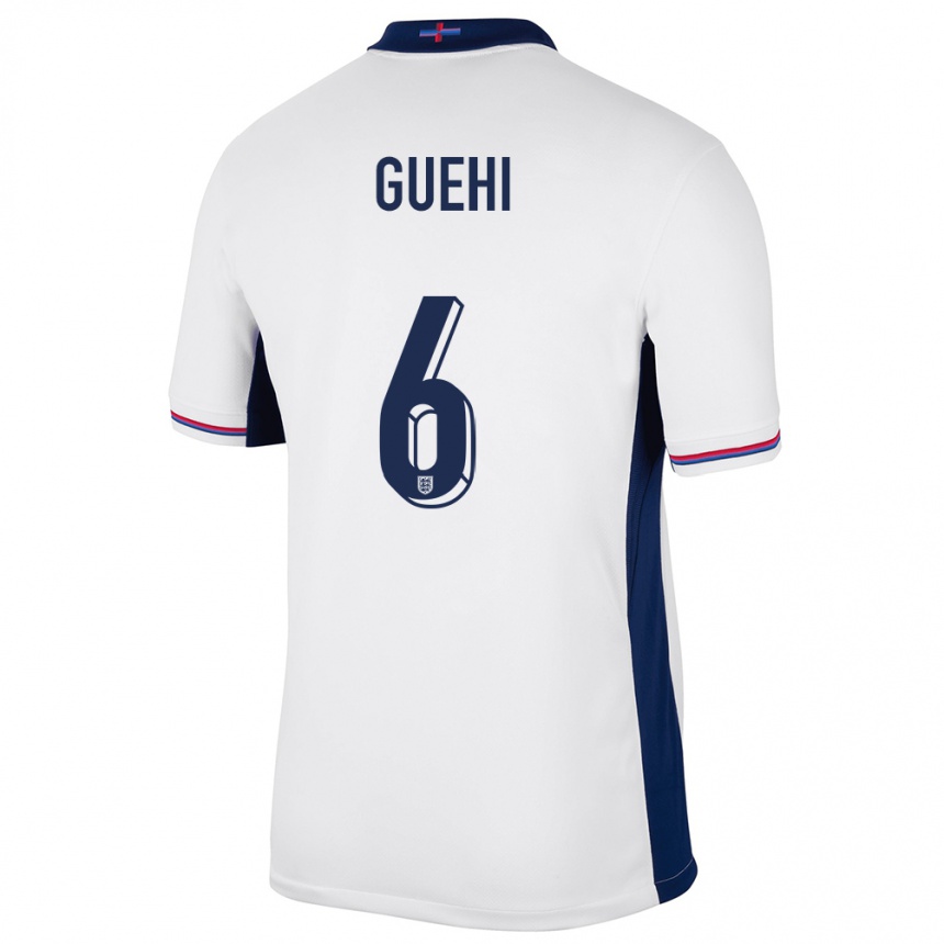 Niño Fútbol Camiseta Inglaterra Marc Guehi #6 Blanco 1ª Equipación 24-26 México