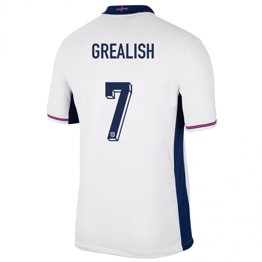 Niño Fútbol Camiseta Inglaterra Jack Grealish #7 Blanco 1ª Equipación 24-26 México