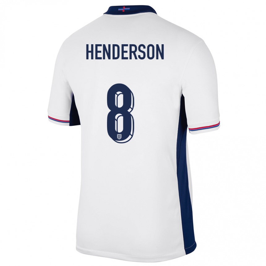 Niño Fútbol Camiseta Inglaterra Jordan Henderson #8 Blanco 1ª Equipación 24-26 México