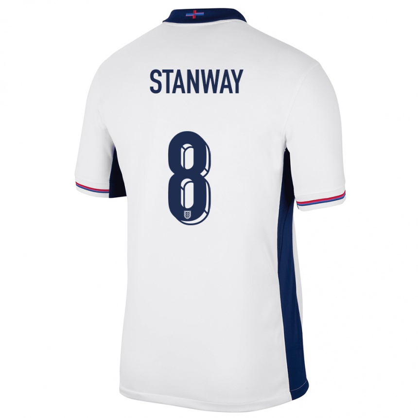 Niño Fútbol Camiseta Inglaterra Georgia Stanway #8 Blanco 1ª Equipación 24-26 México