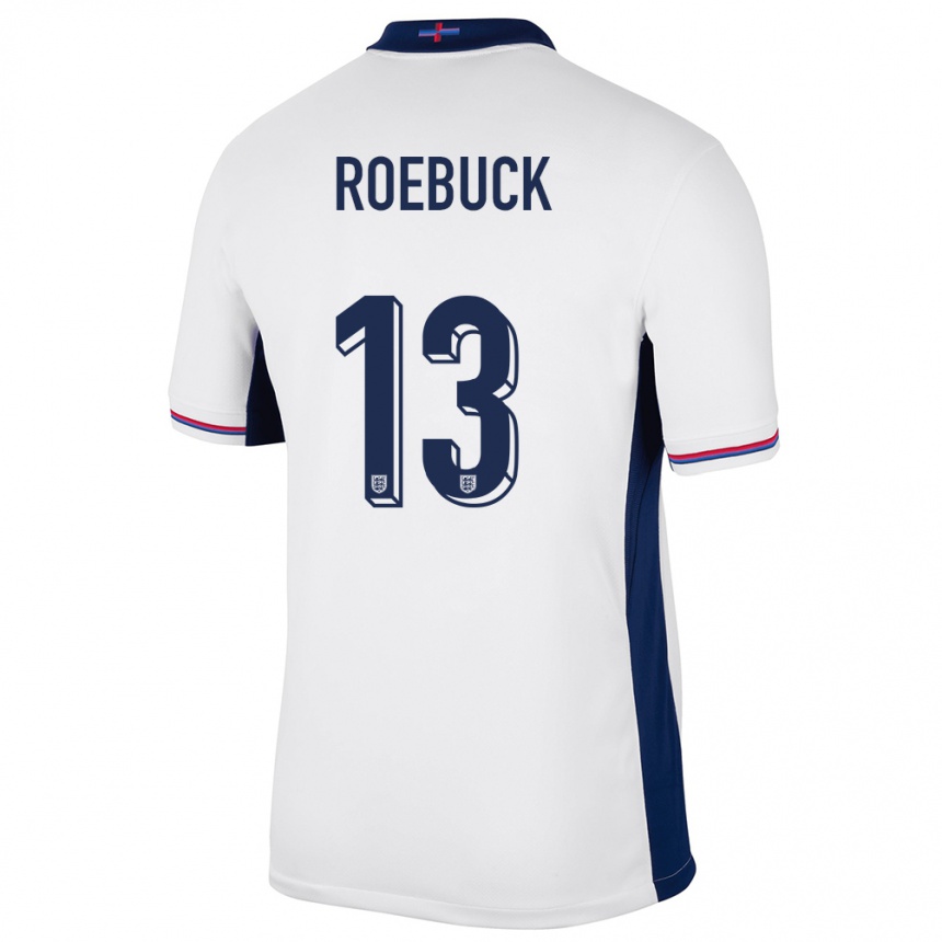 Niño Fútbol Camiseta Inglaterra Ellie Roebuck #13 Blanco 1ª Equipación 24-26 México